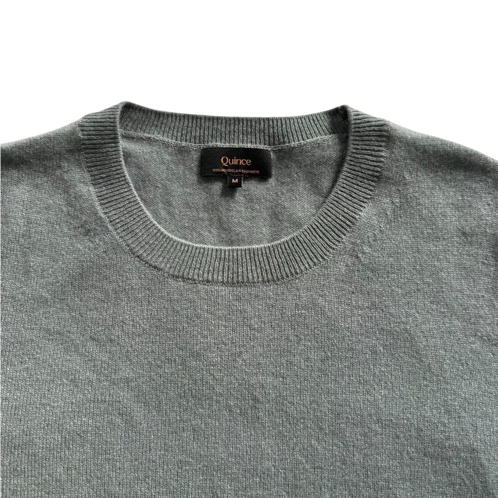 Quince 100% Mongolian Cashmere Short Sleeve Crewneck Sweater - Heather Gray - Picture 2 of 8